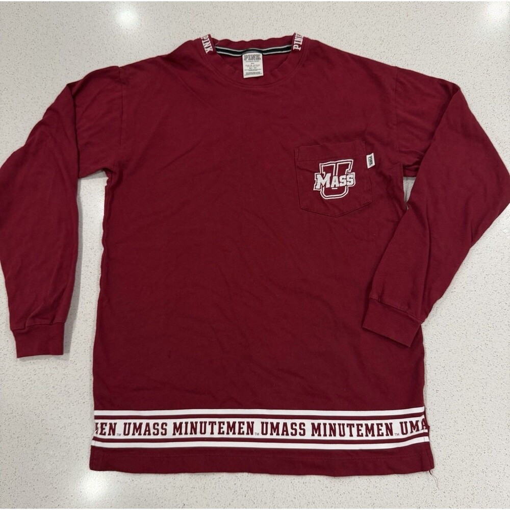 PINK Victoria’s Secret UMASS University Of Massachusetts Long Sleeve Shirt Sz XS